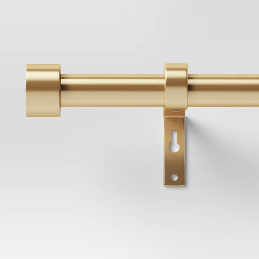 36"-66" Dauntless Curtain Rod Brass - Threshold: Adjustable Gold Steel, Single Rod, 20lb Capacity