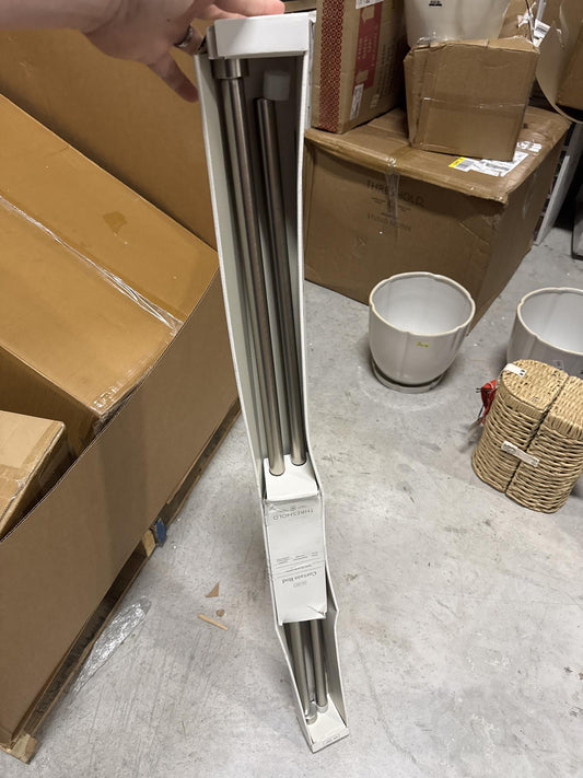 66"-120" Dauntless Curtain Rod Brushed Nickel - Threshold: Adjustable Steel, Single Rod, 20lb Capacity