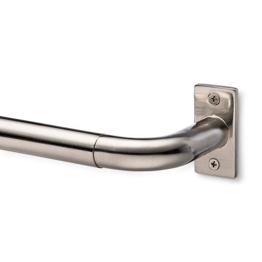 66"-120" French Curtain Rod Brushed Nickel - Threshold: Single Steel Rod, 0.875" Diameter, 50 lb Capacity