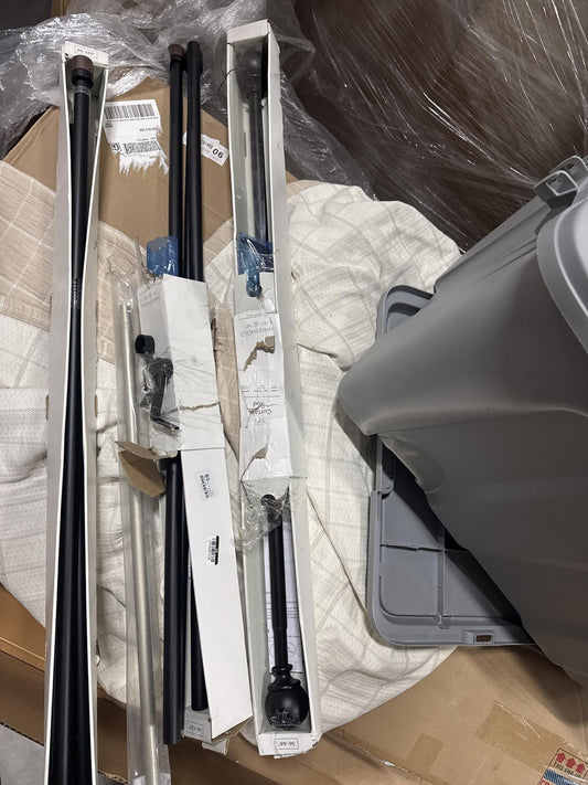 36"-66" Ball Curtain Rod Matte Black - Threshold: Adjustable Metal, Single Rod, 30lb Capacity