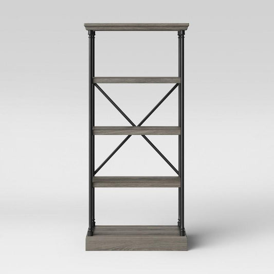 65" Conway Cast Iron Bookshelf Gray - Threshold™: Industrial 4-tier Metal Frame, Open Design, Mdf Shelves : Target