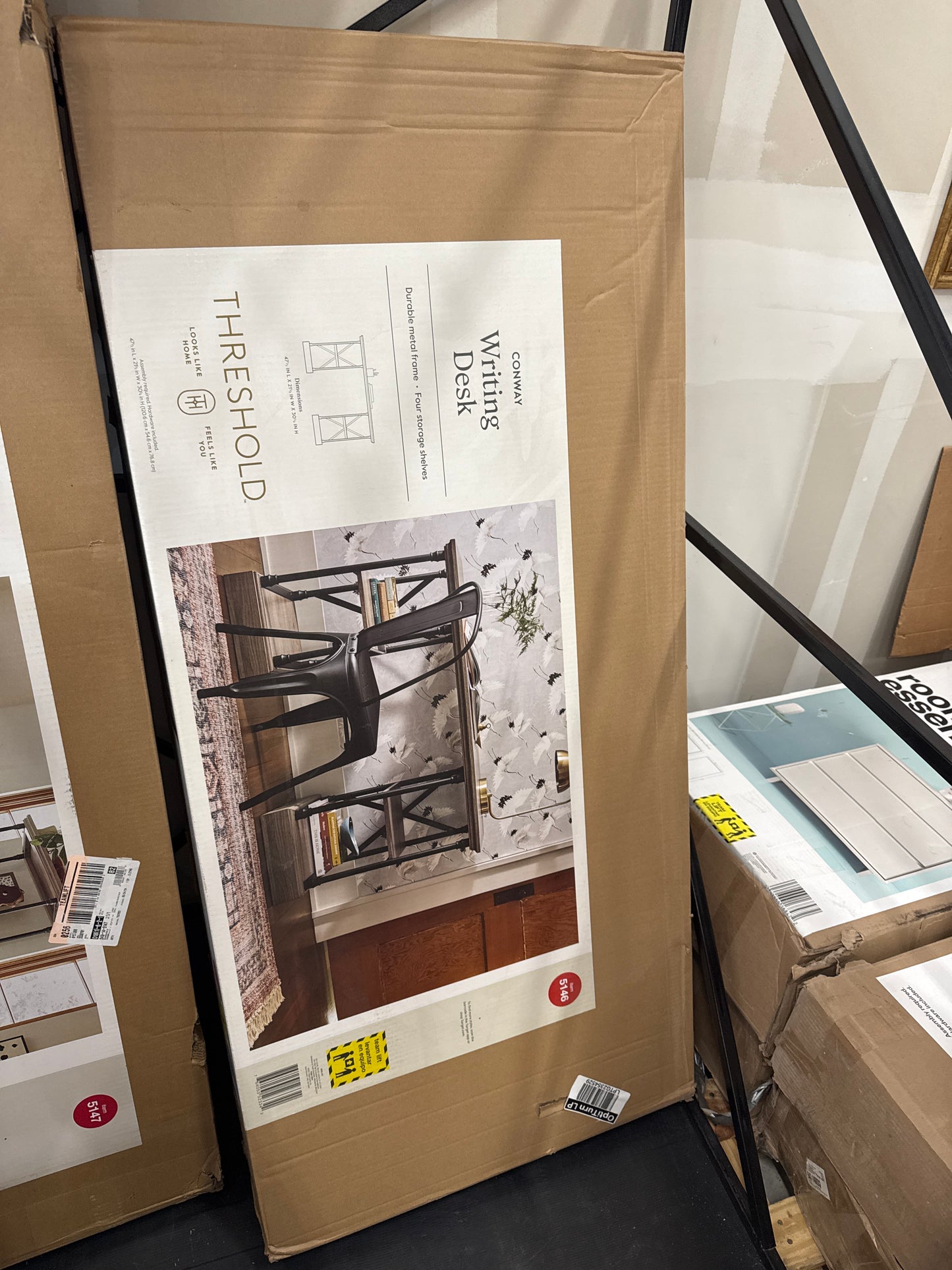 Conway Wood Writing Desk With Storage Gray - Threshold™ : Target