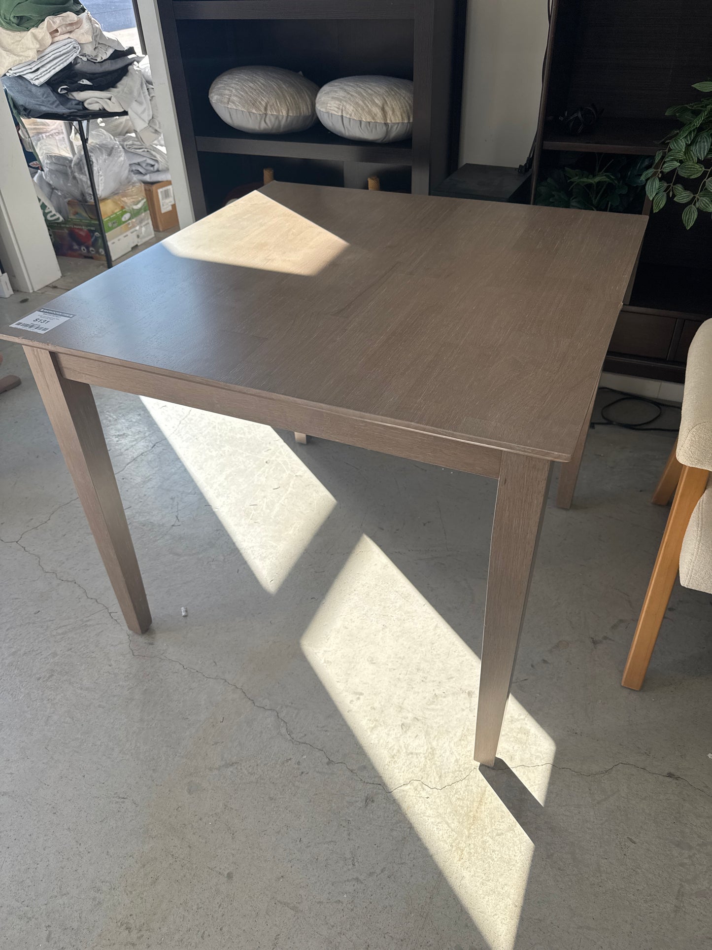 36"x36" Solid Wood Dining Table Washed Gray Taupe - International Concepts: Parawood, Square, 4 Seats