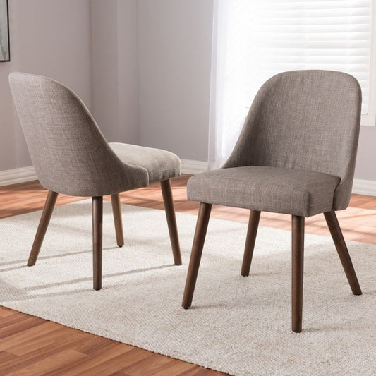 Set of 2 Cody Mid Century Modern Dining Chairs - Baxton Studio: Beige Upholstery, Walnut Wood : Target