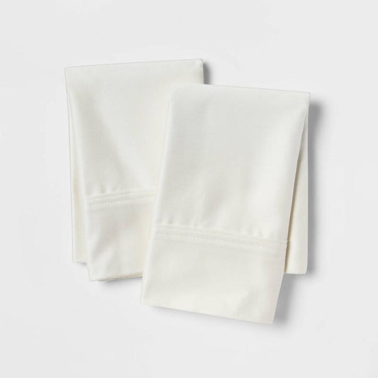 King Solid Performance 400 Thread Count Pillowcase Set Sour Cream - Threshold™: Cotton Sateen, Machine Washable, Set Of 2 : Target