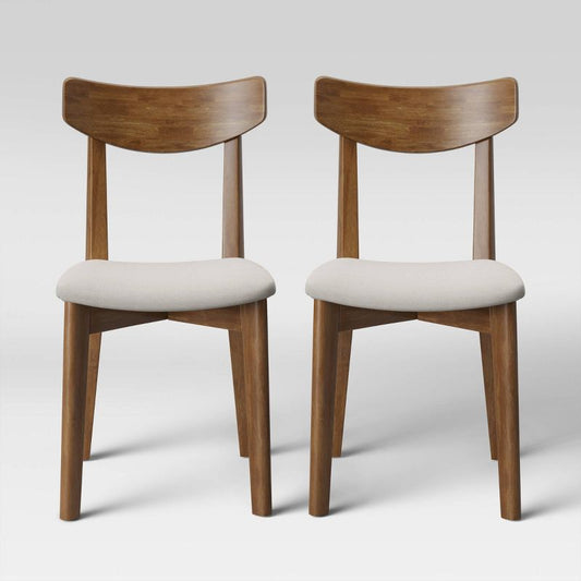 2pk Astrid Mid-Century Upholstered Seat Dining Chairs Walnut - Threshold™ : Target