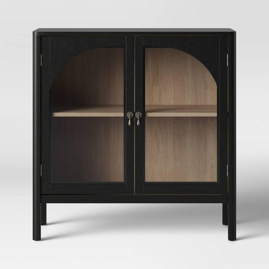 New Bedford 2 Door Accent Cabinet Black - Threshold: Elegant Storage, Pewter-Finish Hardware, Wood Veneer