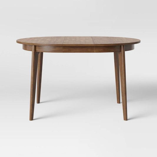 Astrid Mid-Century Round Extendable Dining Table Brown - Threshold: Rubberwood, Removable Leaf, Seats 4