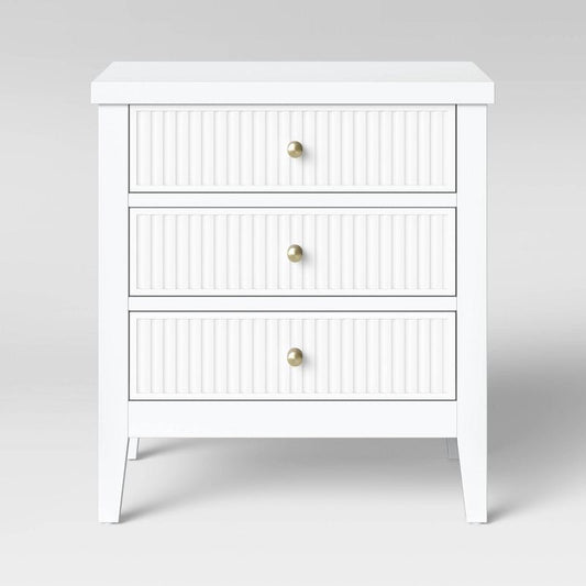 Wrentham Beadboard Farmhouse 3 Drawer Nightstand White - Threshold™: Chic Bedside Table, Elegant Metal Knobs, Sturdy Wood Construction : Target