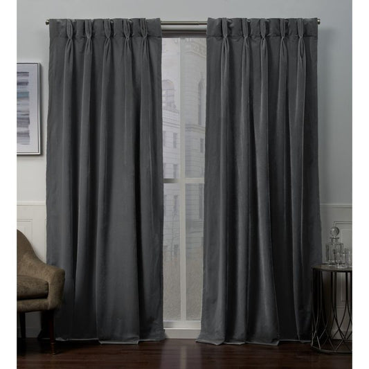 Set Of 2 (96"x54") Velvet Heavyweight Pinch Pleat Top Curtain Panel Light Gray - Exclusive Home: Mid-century Modern Drapes : Target