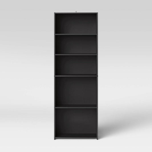 5 Shelf Bookcase Black - Room Essentials: Adjustable, Open Storage, Modern Style, 71" Tall