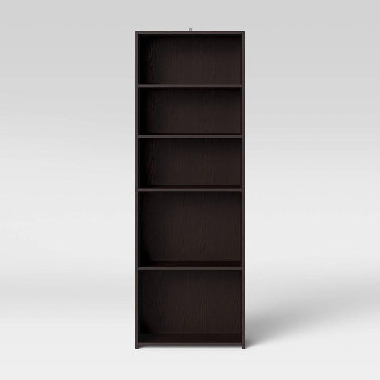 5 Shelf Dorm Bookcase Espresso Brown - Room Essentials: Adjustable, Modern Style, Wood Composite