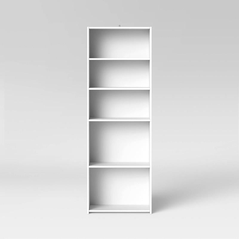 5 Shelf Bookcase White - Room Essentials: Modern Style, Wood Composite, Open Shelving, 71.18" Tall