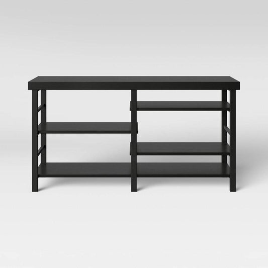 Adjustable Storage Tv Stand For Tvs Up To 50" Black Wood Grain Finish - Room Essentials™ : Target
