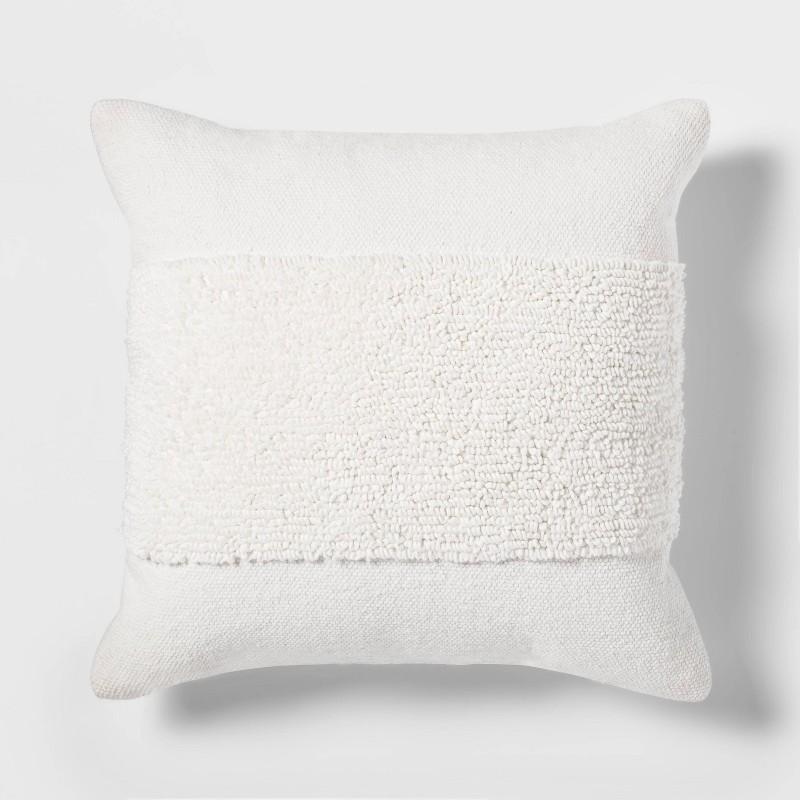 Modern Tufted Square Throw Pillow White - Threshold: Cotton, Indoor Geometric Decor, 18x18"