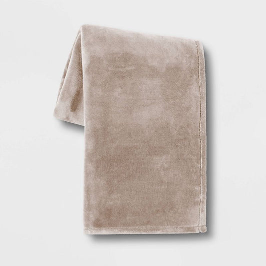 50"x70" Oversized Primalush Throw Blanket Light Taupe - Threshold™: Cozy Midweight, Machine Washable : Target