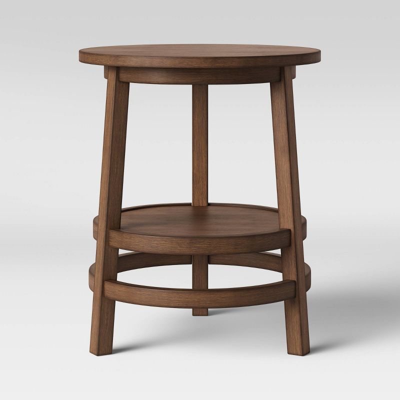 Haverhill Round Wood End Table Weathered Brown - Threshold™: Sturdy Tripod, Mid-century Modern, No Assembly : Target