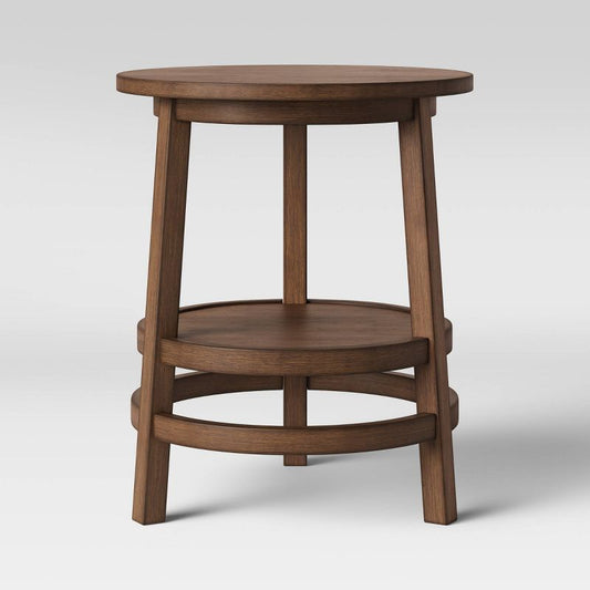 Haverhill Round Wood End Table Weathered Brown - Threshold™: Sturdy Tripod, Mid-century Modern, No Assembly : Target