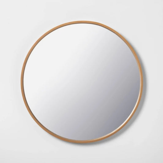 30" Round Wood Framed Wall Mirror Natural - Hearth & Hand with Magnolia: Bathroom, Circular, No Assembly Required