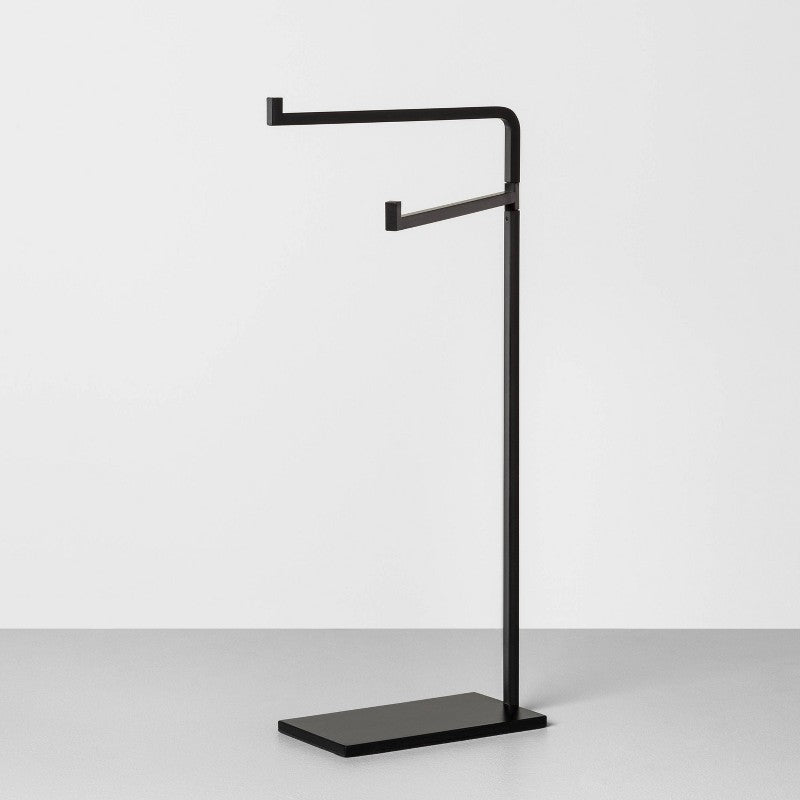 Metal Hand Towel Stand Matte Black - Hearth & Hand with Magnolia: Compact Bathroom Organizer