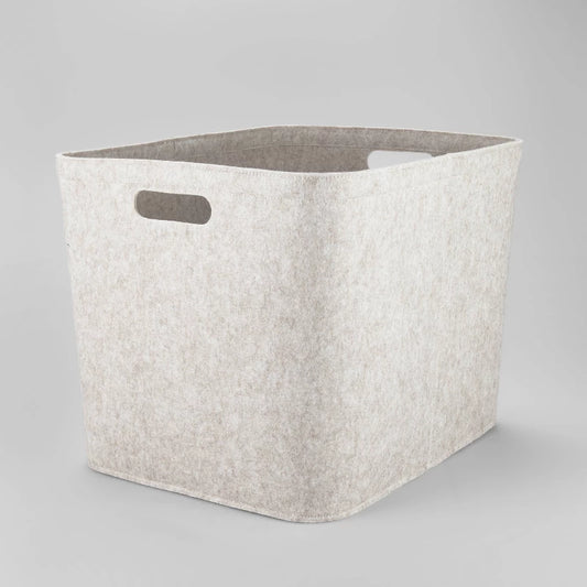 14" x 15" Large Felt Basket with Stitching Oatmeal - Brightroom: Modern Storage Bin with Cut-Out Handles
