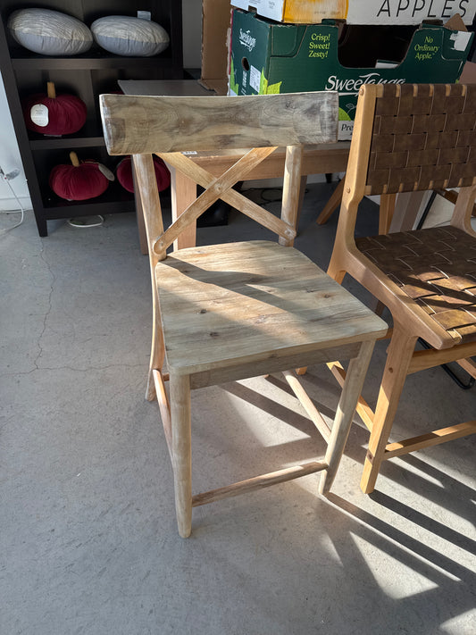 Picket House Furnishings 1pc Keaton Counter Height Barstool Beach: Mid-Century Modern, Acacia Frame, X-Back Design