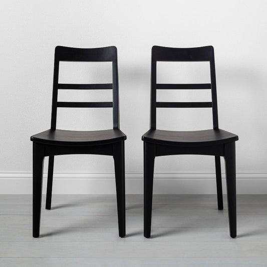 2pk Wood Ladder Back Dining Chair Set - Black - Hearth & Hand™ With Magnolia: Rubberwood Frame, Farmhouse Style, 250lb Capacity : Target
