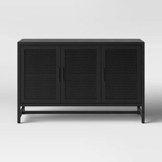 Warwick 3 Door Accent TV Stand for TVs up to 59" Stand Black - Threshold: Transitional Style, Hardwood Frame, Metal Hardware