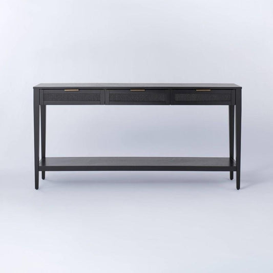 East Bluff Woven Drawer Console Table Black - Threshold designed with Studio McGee: Modern Storage, Metal Hardware