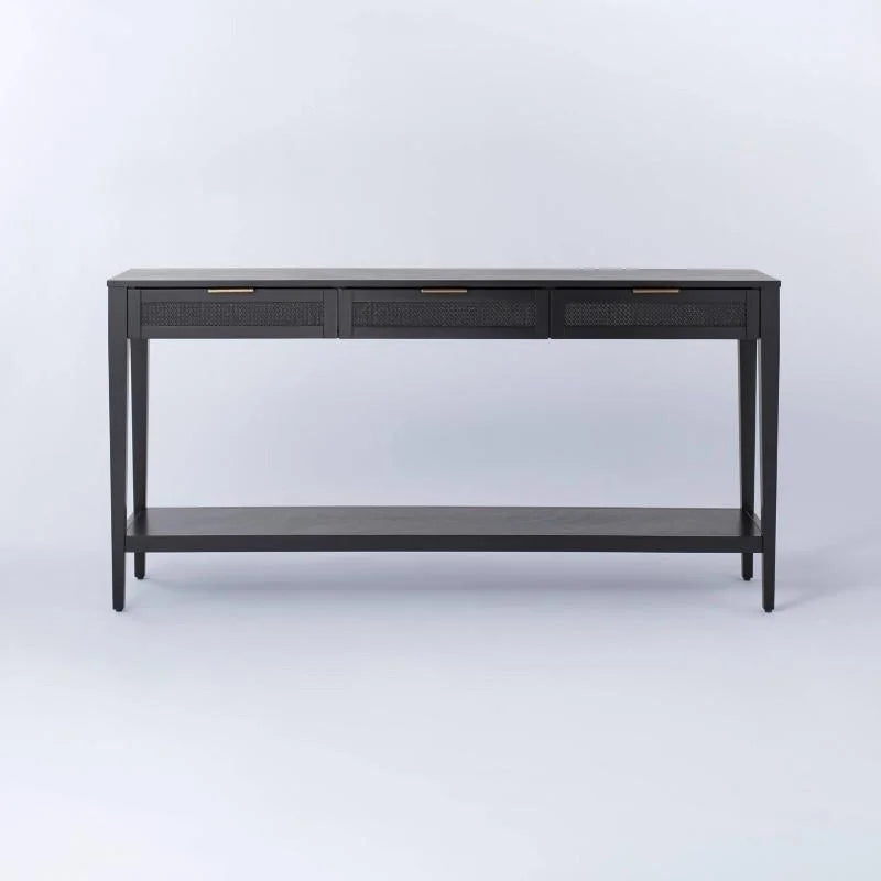 East Bluff Woven Drawer Console Table Black - Threshold designed with Studio McGee: Modern Storage, Metal Hardware