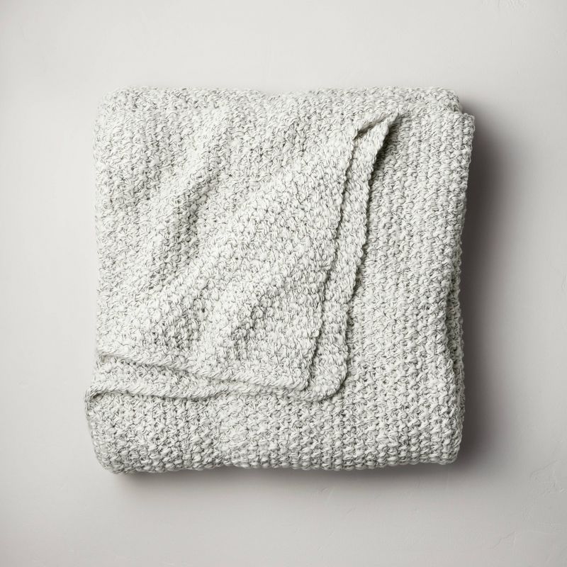 Full/Queen Chunky Knit Bed Blanket Marled Gray - Casaluna: Acrylic Sweater Knit, Machine Washable, No Style Assigned