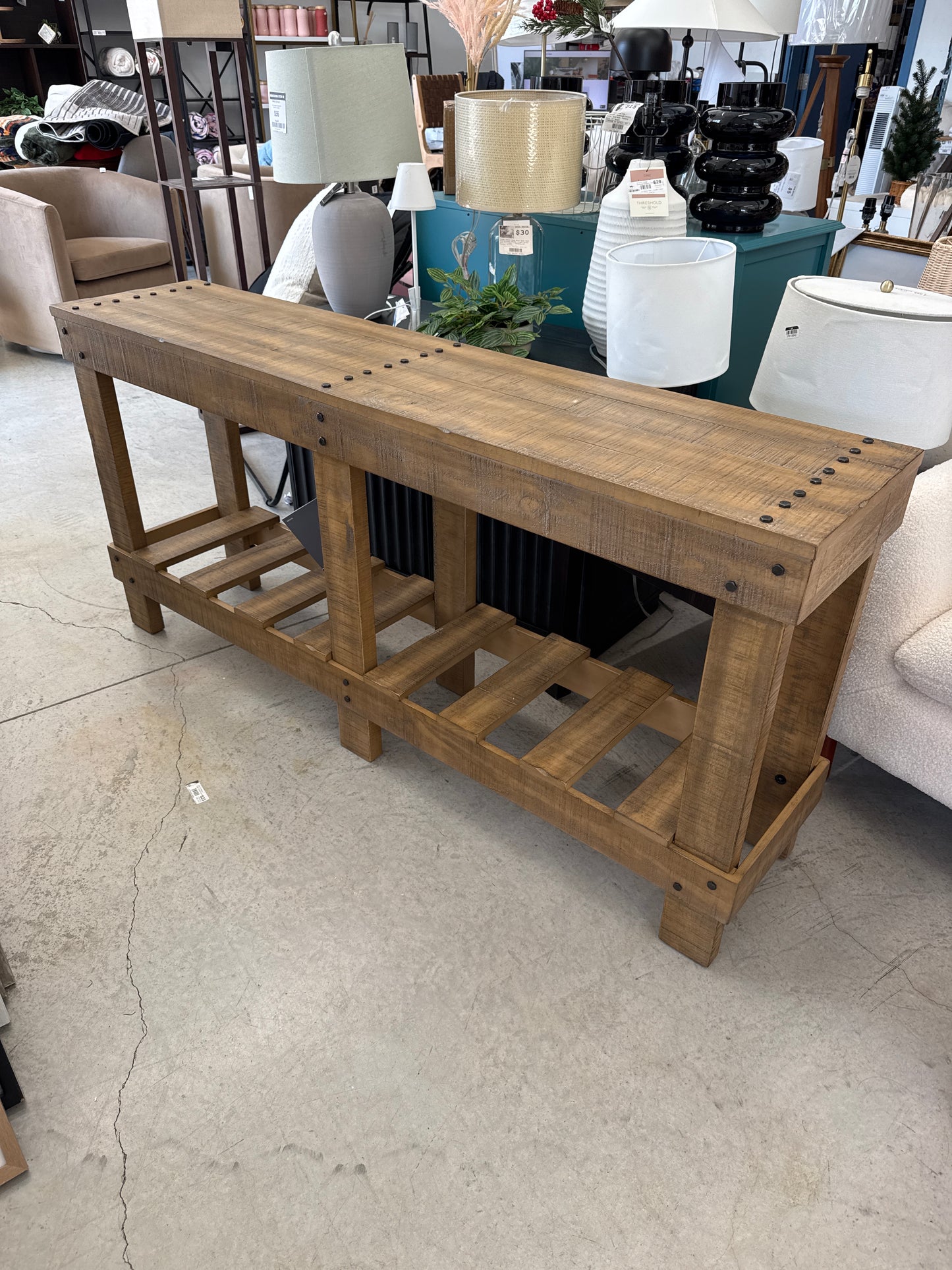 Susandeer Sofa and Console Table Brown - Signature Design by Ashley: Modern Entryway, Open Shelf Storage