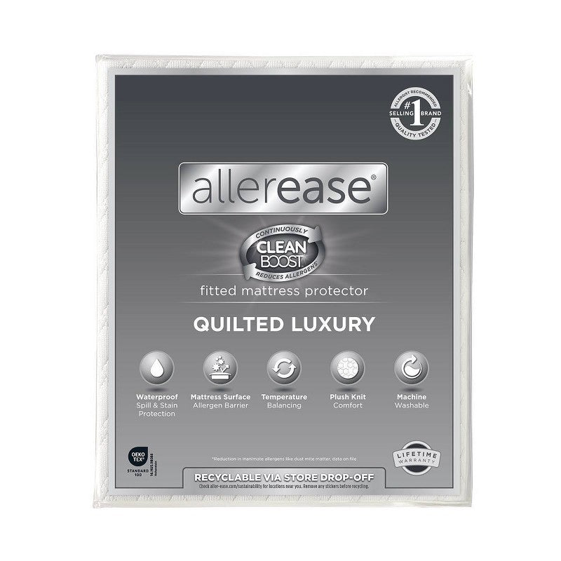 Allerease King Perfect Protection Quilted Luxury Waterproof Machine Washable Fitted Mattress Protector: Hypoallergenic, OEKO-TEX Certified