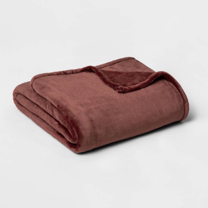 King Microplush Bed Blanket Berry - Threshold™: Cozy Polyester, No Fill, Traditional Style, Machine Washable : Target