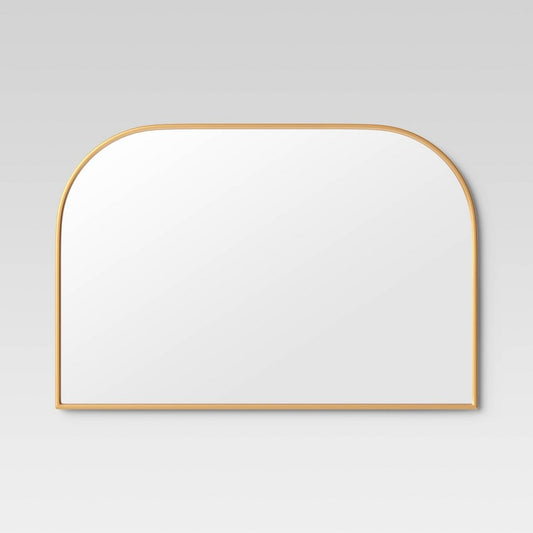 36" x 24" Over the Mantel Mirror Gold - Threshold: Rounded Top, Metal Frame, Wall Mounted
