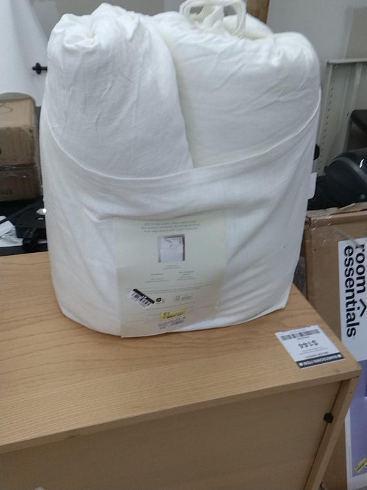 Full/Queen Heavyweight Linen Blend Comforter & Sham Set White - Casaluna: Rayon & Cotton, Hidden Quilting, Zip Closure