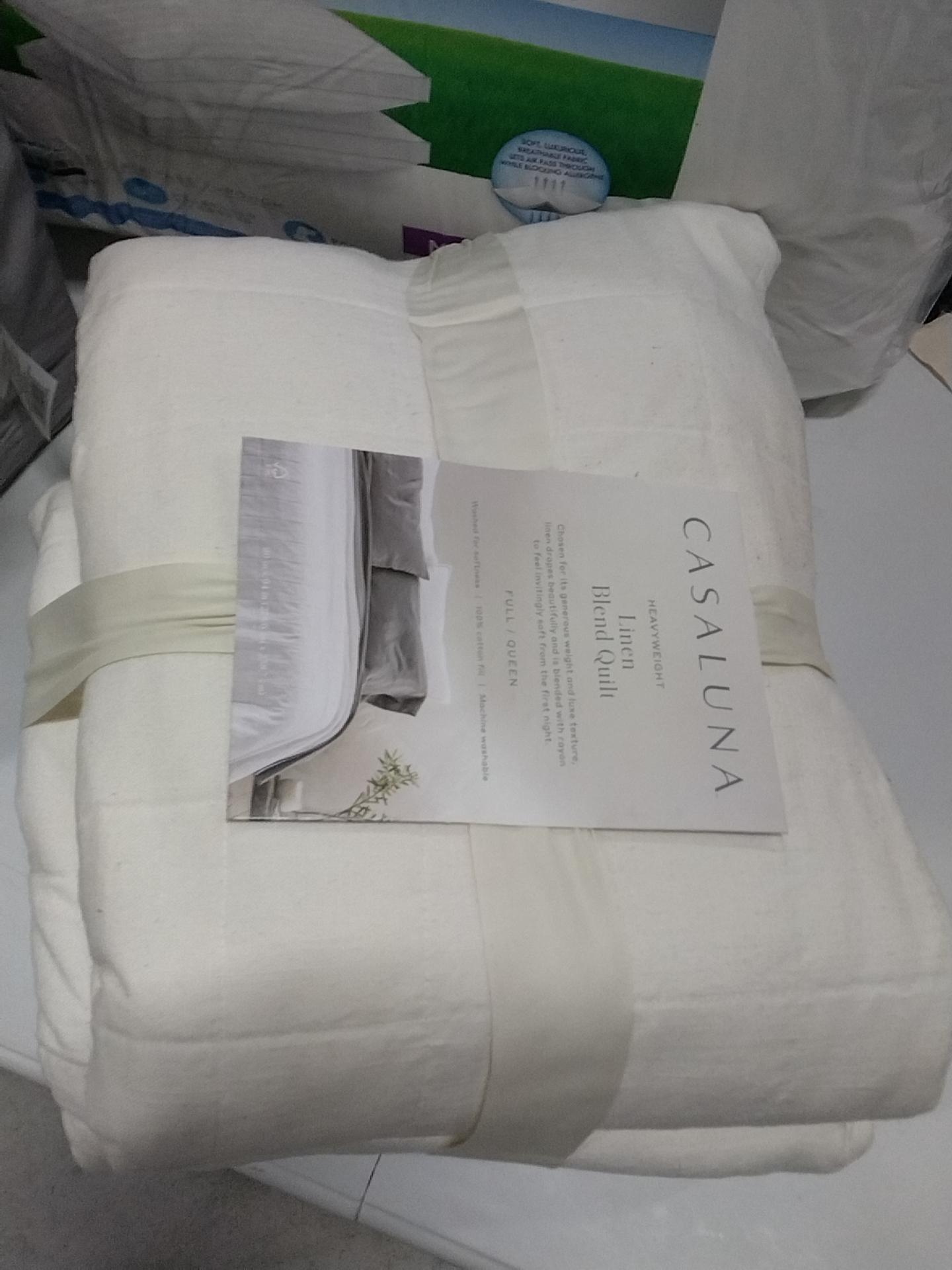 Full/Queen Heavyweight Linen Blend Quilt White - Casaluna: Rayon & Cotton, OEKO-TEX Certified, Machine Washable