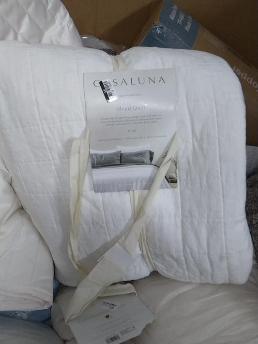 King Heavyweight Linen Blend Quilt White - Casaluna: Rayon & Cotton, OEKO-TEX Certified, Machine Washable
