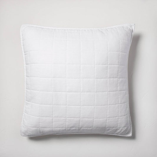Euro Heavyweight Linen Blend Quilt Pillow Sham White - Casaluna™: Rayon & Cotton, Zipper Closure, Oeko-tex Certified : Target