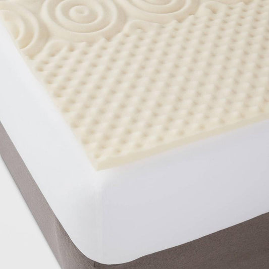 Queen 5-Zone 1.25" Foam Mattress Topper - Room Essentials: Polyurethane, Non-Woven, Spot Clean, Fits 24" Depth