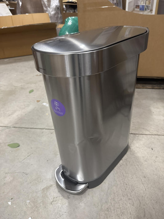 simplehuman 45L Slim Kitchen Step Trash Can Stainless Steel Garbage Can with Liner Rim