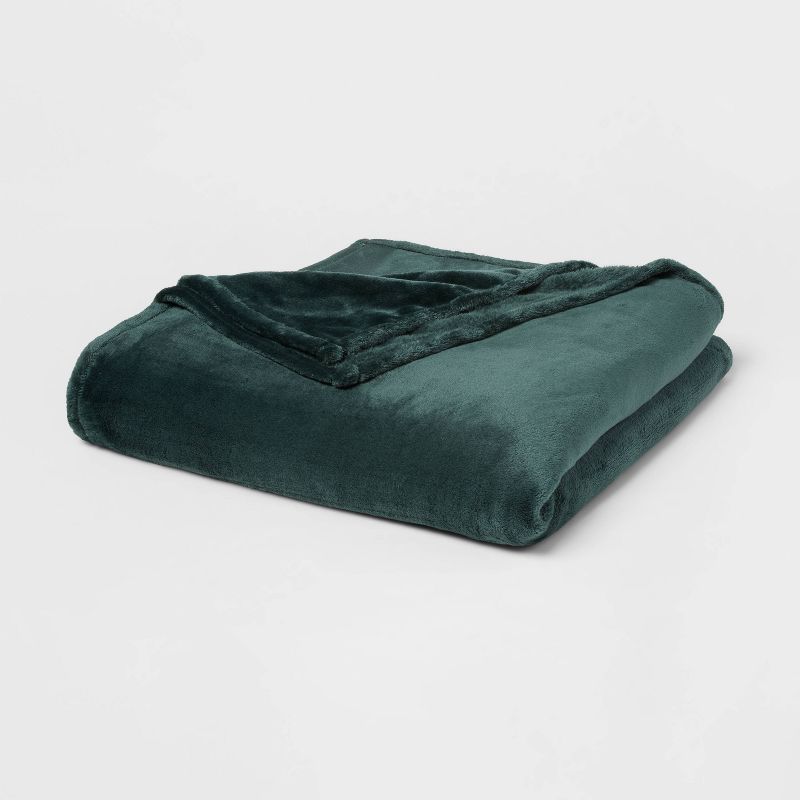 Full/queen Microplush Bed Blanket Pine - Threshold™: Cozy Polyester, Double-turned Hems, No Fill, Machine Washable : Target
