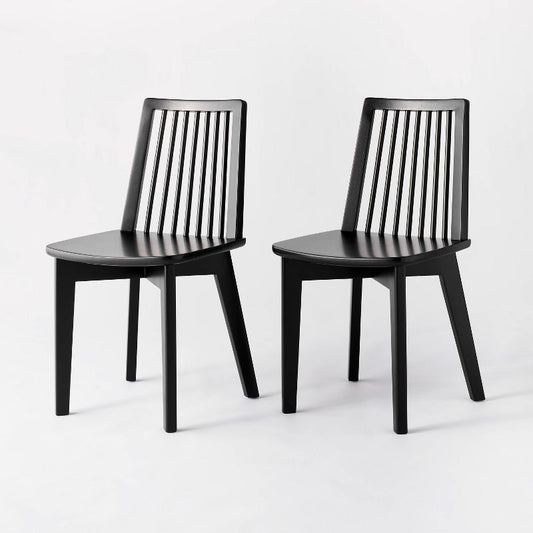 2pk Linden Modified Windsor Wood Dining Chair Black - Threshold™ Designed With Studio Mcgee : Target