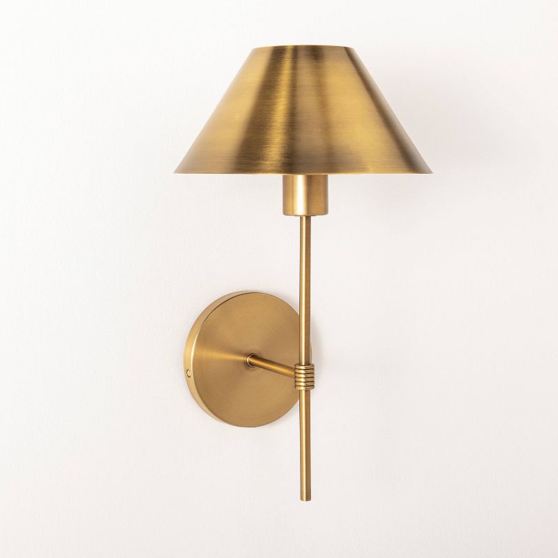 Metal Sconce Wall Light (includes Led Light Bulb) Brass - Threshold™ Designed With Studio Mcgee: Dimmable, Plug-in, Etl Listed : Target