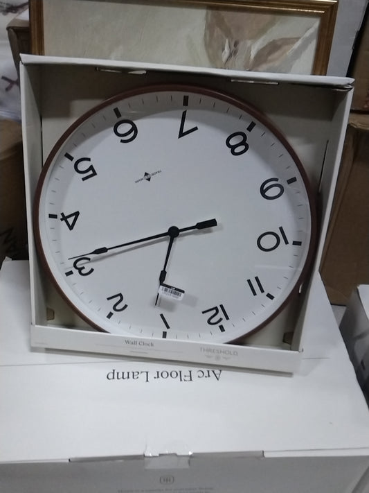 16" Thin Frame Wall Clock Red/Brown - Threshold: Elegant Indoor Timepiece, Bold Numerals