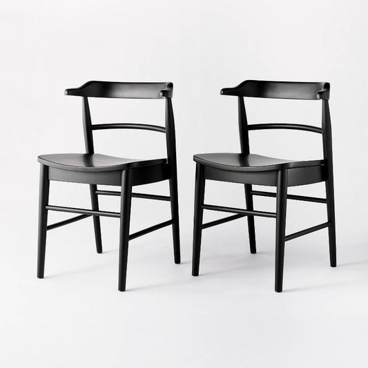 2pk Kaysville Curved Back Wood Dining Chair Black - Threshold designed with Studio McGee: Rubberwood Frame, Non-Upholstered, 250lb Capacity