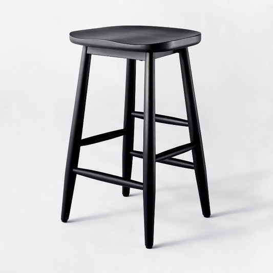 Haddonfield All Wood Backless Counter Height Barstool Black - Threshold designed with Studio McGee: Solid Painted Rubberwood, 24"