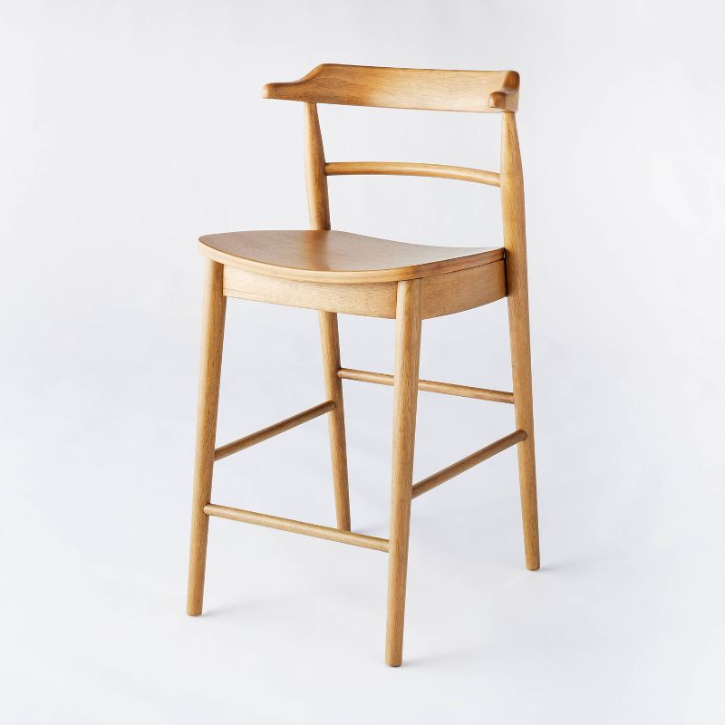 Kaysville Curved Back Wood Counter Height Barstool Natural - Threshold™ Designed With Studio Mcgee : Target