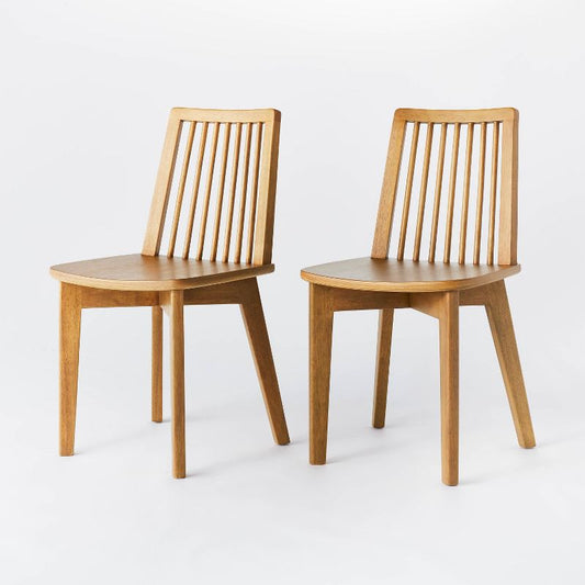 2pk Linden Modified Windsor Wood Dining Chair Natural - Threshold™ Designed With Studio Mcgee : Target