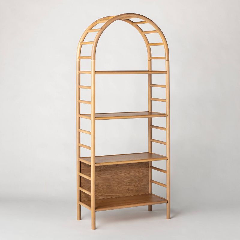 72" Holladay Curved Wooden Bookcase Natural - Threshold™ Designed With Studio Mcgee: Elegant Arched Design, 4-shelf Display : Target